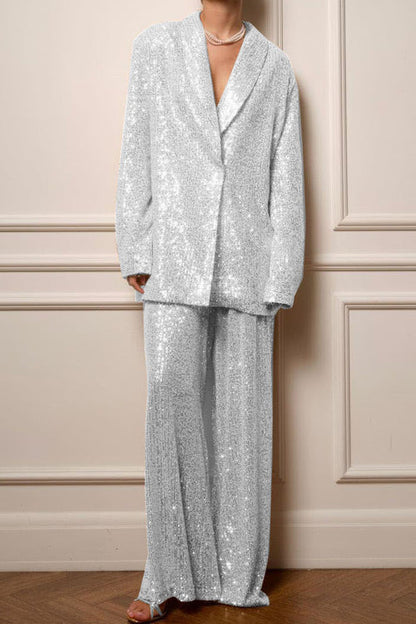 Sequined Wide-leg Pants